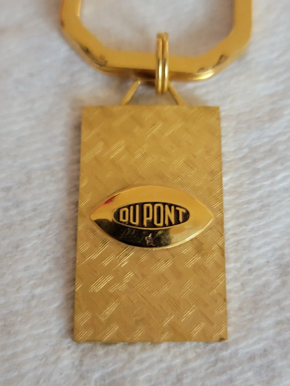 S.T. DuPont Vintage Gold-Tone Rectangular Logo Keyring